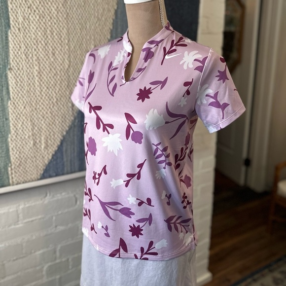 Nike Dri-Fit Purple Floral Short Sleeve Shirt - Picture 4 of 8